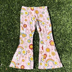 Posh Peanut Groovy Flower Rainbow Flare Leggings ultra soft 3-4T